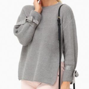 Grey Sweater with Bow Sleeves